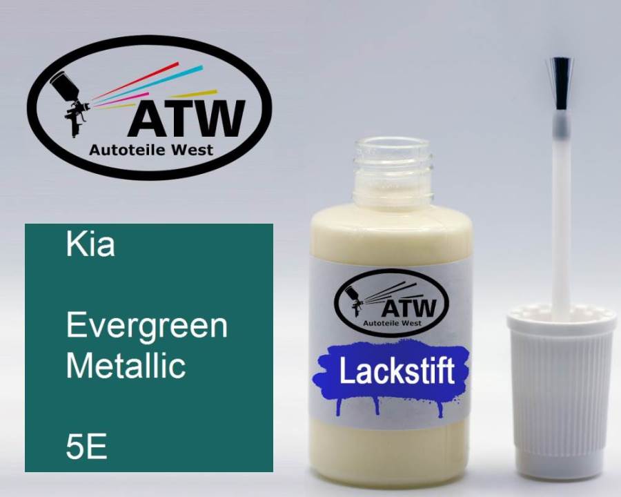 Kia, Evergreen Metallic, 5E: 20ml Lackstift, von ATW Autoteile West.